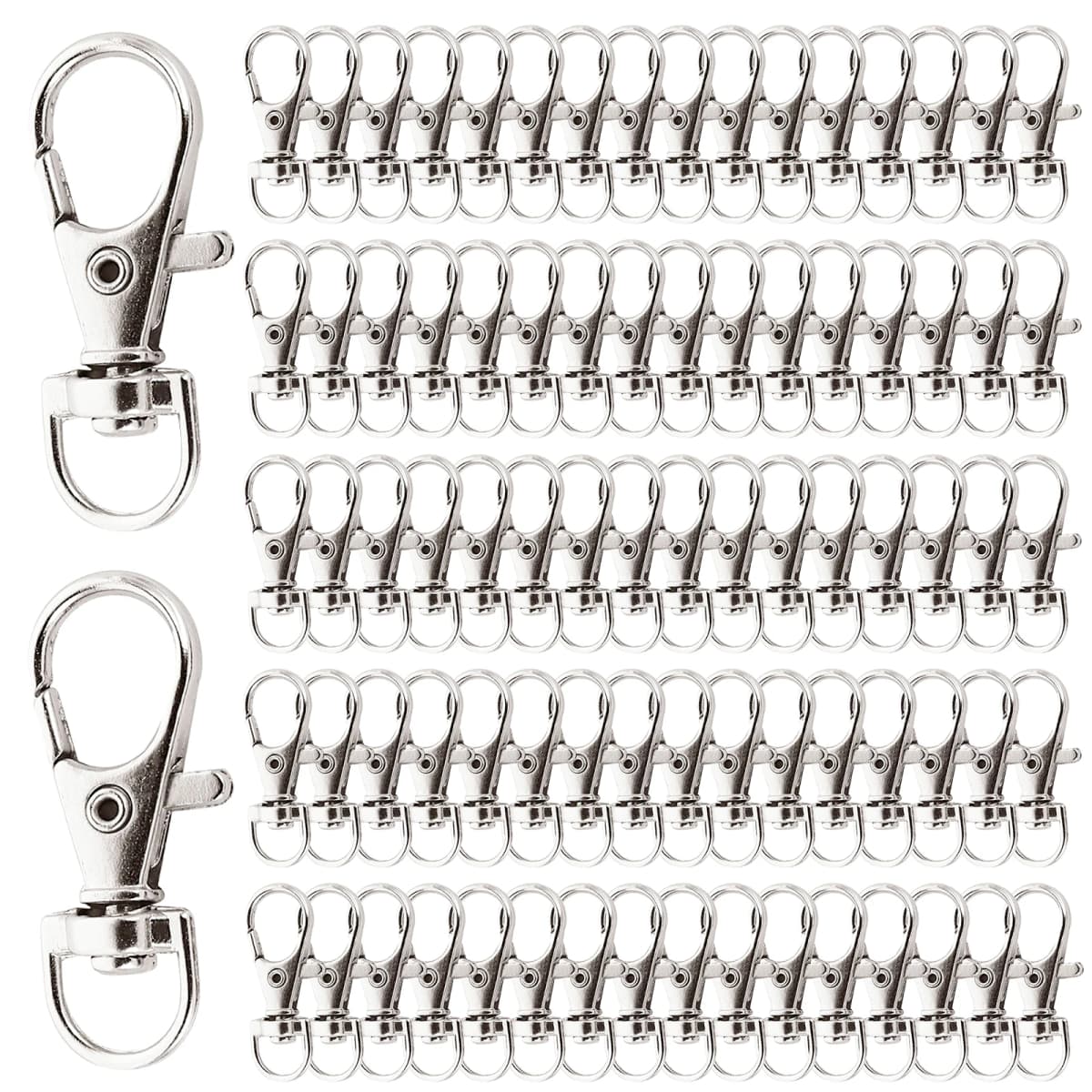 25-200Pcs Swivel Lobster Clasp Snap Hooks Stainless Steel Key Ring Clasp D Ring Snap Hook for Keychains Jewelry DIY Crafts