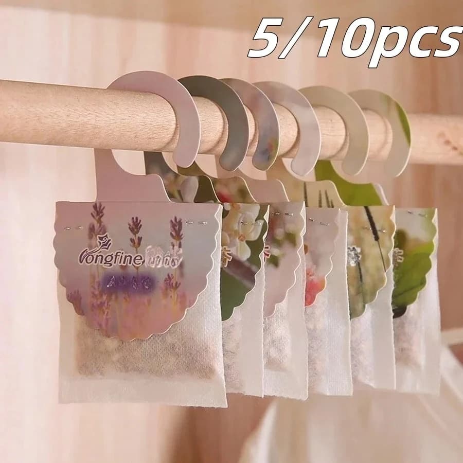 5/10pcs Wardrobe Hanging Sachets Lasting Fragrance Scented Bags for Closet Room Drawers Bathroom Air Freshener Aromatherapy