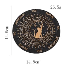 Mystic Moon Spirit Cat Pendulum Board Black Round Magics Meditation Decision Plate Metaphysical Healing Witch Beginners Giftware