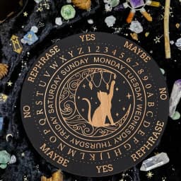Mystic Moon Spirit Cat Pendulum Board Black Round Magics Meditation Decision Plate Metaphysical Healing Witch Beginners Giftware