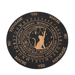 Mystic Moon Spirit Cat Pendulum Board Black Round Magics Meditation Decision Plate Metaphysical Healing Witch Beginners Giftware