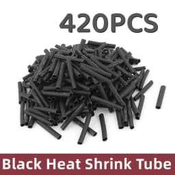 420pcs Black Heat Shrink Tube Glue Polyolefin Waterproof Sleeving Tubing Sleeve Wrap Tubing Kit Cable Sleeves