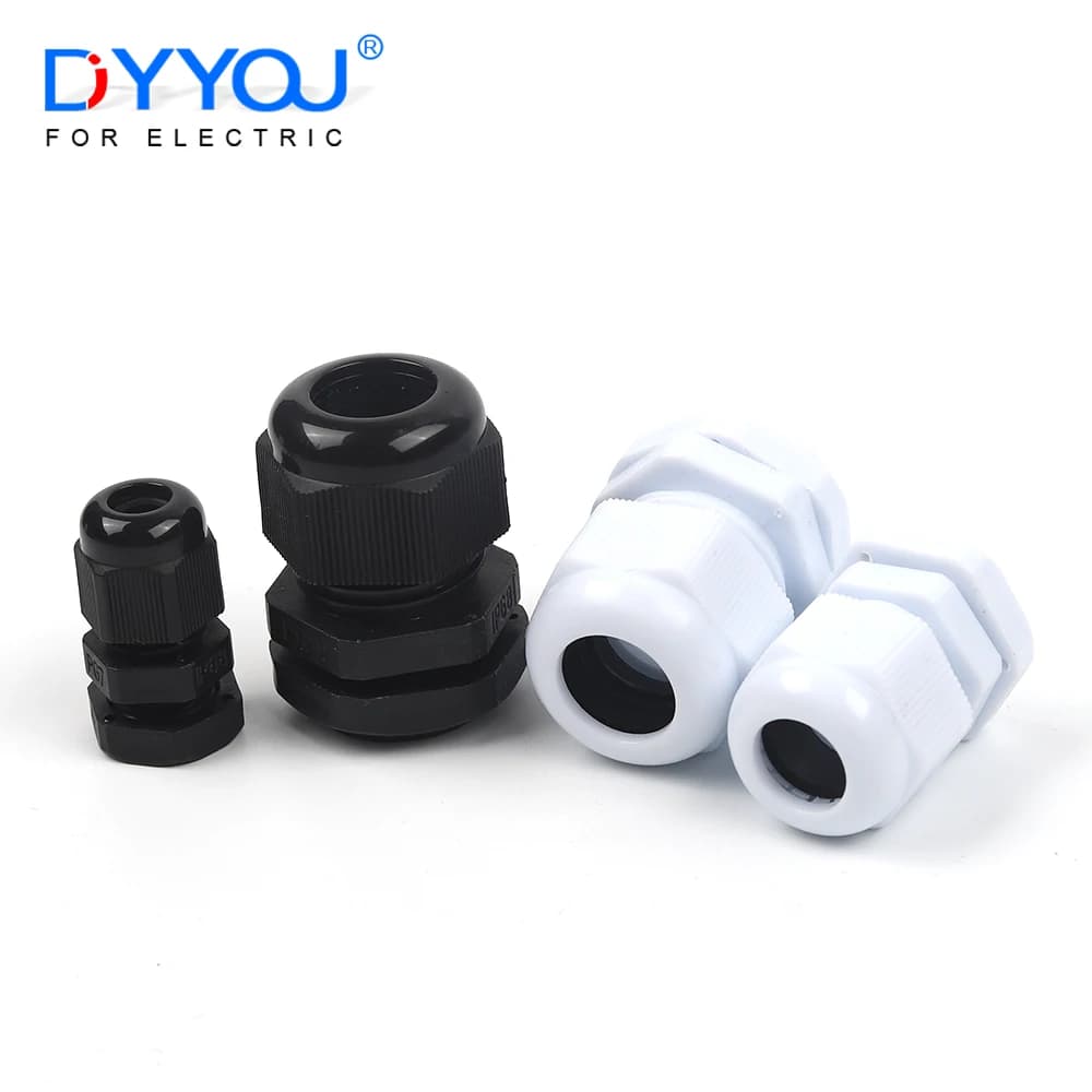 5PCS IP68 Waterproof Adjustable Cable Gland Connectors PG7 PG9 PG11 PG13.5 PG16 PG19 Black White Plastic Nylon Joints