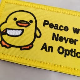 1pc Funny Duck with Knife Patch Peace Never an Option, Cute Meme for Tactical Molle Bag Jacket, Jeans, Iron-On DIY Craft