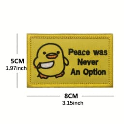 1pc Funny Duck with Knife Patch Peace Never an Option, Cute Meme for Tactical Molle Bag Jacket, Jeans, Iron-On DIY Craft