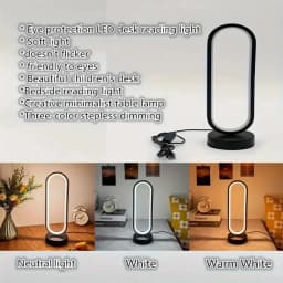1Pcs Table Lamp Bedroom Ring Table Lamp Living Room Black And White USB Dimming Bedside Lamp LED Small Night Light