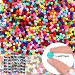 300-30Pcs Multicolor Pompoms Fur Balls Glitter Fluffy Pom Poms Elasticity Pom pom Soft Balls for DIY Crafts 8/10/15/20/25/30mm