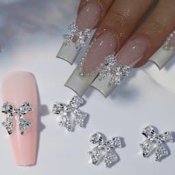 50Pcs 3D Luxury Shiny Metal Bow Nail Charms 10.5*11mm Alloy Gold Silver Ribbon Bowknots Nail Art Jewelry Cute Nail Art Accessor