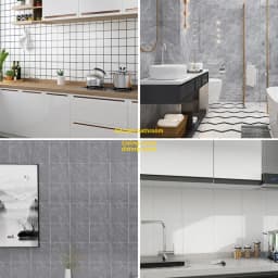10-50Pcs PVC Marble Wall Stickers Self-Adhesive Thickened Tile Sticker Bathroom Waterproof Floor Sticker Kitchen Home Decoration