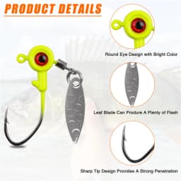 10Pcs Fishing Jig Heads Underspin Spinner Blade 3D Eyes Painted Fishing Lure Crappie Jig hooks for Bass Walleye Trout Fishing