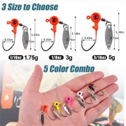 10Pcs Fishing Jig Heads Underspin Spinner Blade 3D Eyes Painted Fishing Lure Crappie Jig hooks for Bass Walleye Trout Fishing