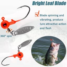 10Pcs Fishing Jig Heads Underspin Spinner Blade 3D Eyes Painted Fishing Lure Crappie Jig hooks for Bass Walleye Trout Fishing