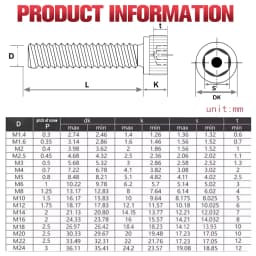 M2M3M4M5M6M8M10M12M14M16 Carbon Steel Grade 12.9 DIN912 Hex Socket Bolts Black Metric Threaded Hexagonal Machine Screws DIY Bolt