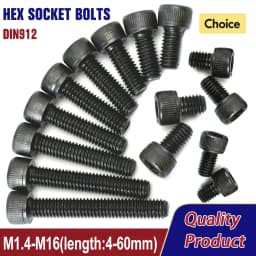 M2M3M4M5M6M8M10M12M14M16 Carbon Steel Grade 12.9 DIN912 Hex Socket Bolts Black Metric Threaded Hexagonal Machine Screws DIY Bolt