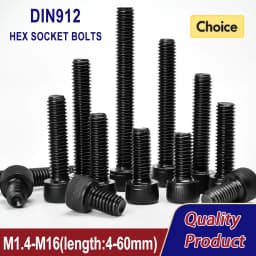 M2M3M4M5M6M8M10M12M14M16 Carbon Steel Grade 12.9 DIN912 Hex Socket Bolts Black Metric Threaded Hexagonal Machine Screws DIY Bolt