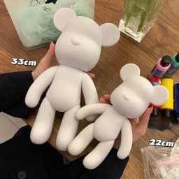 Creative Fluid Bear Handmade DIY Painting Violent Bear Sculpture White Mold Doll Figurine Toys Animal Bear Home Decor Ornaments