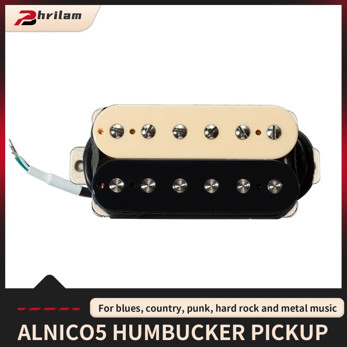 Phrilam Pro HH High Output Alnico5 6 Non &6 Adjustable Humbucker Neck/50mm7.6K Bridge/52mm Pickups8.8/16.5K for Electric Guitar