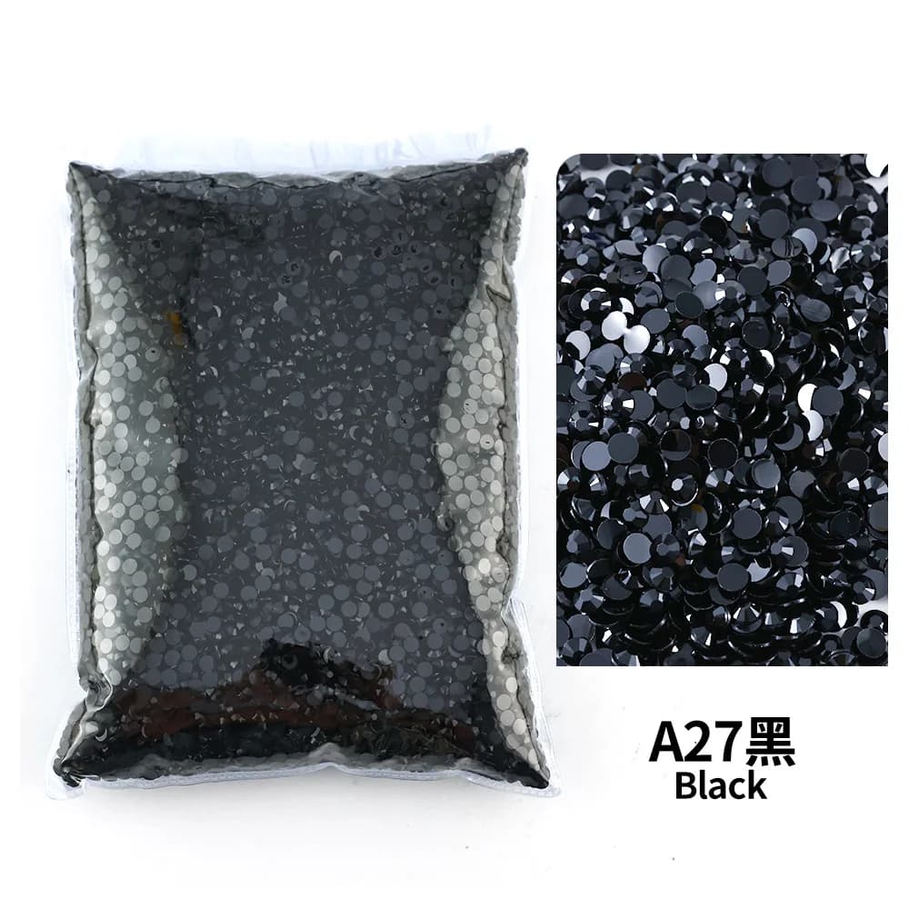 All black seriesWholesale Bulk Resin Rhinestone Jelly transparent AB 2mm,3mm,4mm,5mm,6mm  FlatBack Nail Art Garment Decoration