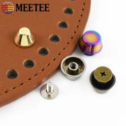 Meetee 10-50Pcs Metal Rivet Screw Buckles Handbag Bottom Protecting Feet Nail Bucket Flat Studs Bag Purse DIY Leather Craft