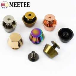 Meetee 10-50Pcs Metal Rivet Screw Buckles Handbag Bottom Protecting Feet Nail Bucket Flat Studs Bag Purse DIY Leather Craft