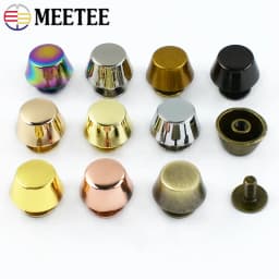 Meetee 10-50Pcs Metal Rivet Screw Buckles Handbag Bottom Protecting Feet Nail Bucket Flat Studs Bag Purse DIY Leather Craft