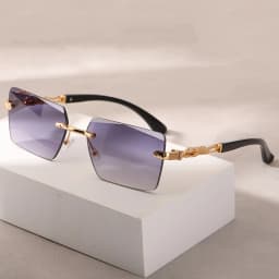 1pc Rimless Sunglasses Rectangle Women Men Shades Small Square Sun Glasses For Female Male Beach Vacation Travel Eyewear
