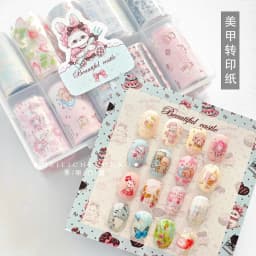 10Rolls Flower Lace Plaid  Bow  Nail Foils Transfer Paper  Nail Art Stickers  Manicure Set Decal  Nails Decoration