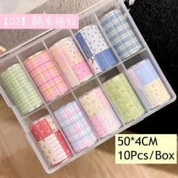 10Rolls Flower Lace Plaid  Bow  Nail Foils Transfer Paper  Nail Art Stickers  Manicure Set Decal  Nails Decoration