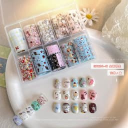 10Rolls Flower Lace Plaid  Bow  Nail Foils Transfer Paper  Nail Art Stickers  Manicure Set Decal  Nails Decoration