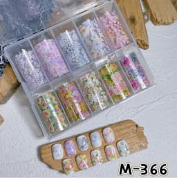 10Rolls Flower Lace Plaid  Bow  Nail Foils Transfer Paper  Nail Art Stickers  Manicure Set Decal  Nails Decoration