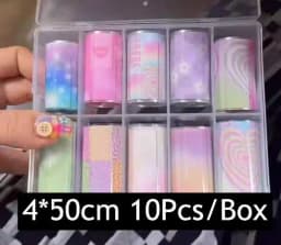 10Rolls Flower Lace Plaid  Bow  Nail Foils Transfer Paper  Nail Art Stickers  Manicure Set Decal  Nails Decoration