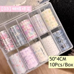 10Rolls Flower Lace Plaid  Bow  Nail Foils Transfer Paper  Nail Art Stickers  Manicure Set Decal  Nails Decoration