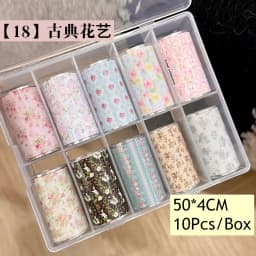 10Rolls Flower Lace Plaid  Bow  Nail Foils Transfer Paper  Nail Art Stickers  Manicure Set Decal  Nails Decoration