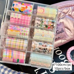 10Rolls Flower Lace Plaid  Bow  Nail Foils Transfer Paper  Nail Art Stickers  Manicure Set Decal  Nails Decoration