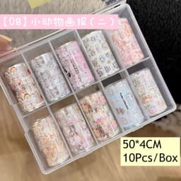 10Rolls Flower Lace Plaid  Bow  Nail Foils Transfer Paper  Nail Art Stickers  Manicure Set Decal  Nails Decoration