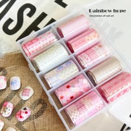 10Rolls Flower Lace Plaid  Bow  Nail Foils Transfer Paper  Nail Art Stickers  Manicure Set Decal  Nails Decoration