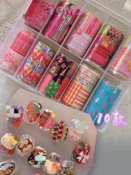 10Rolls Flower Lace Plaid  Bow  Nail Foils Transfer Paper  Nail Art Stickers  Manicure Set Decal  Nails Decoration