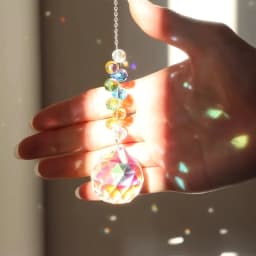 1/2pc Strawberry Bead Crystal Ball Sun Catcher - Hanging Prism For Garden & Home Decor, Glass/Iron Craft Tool