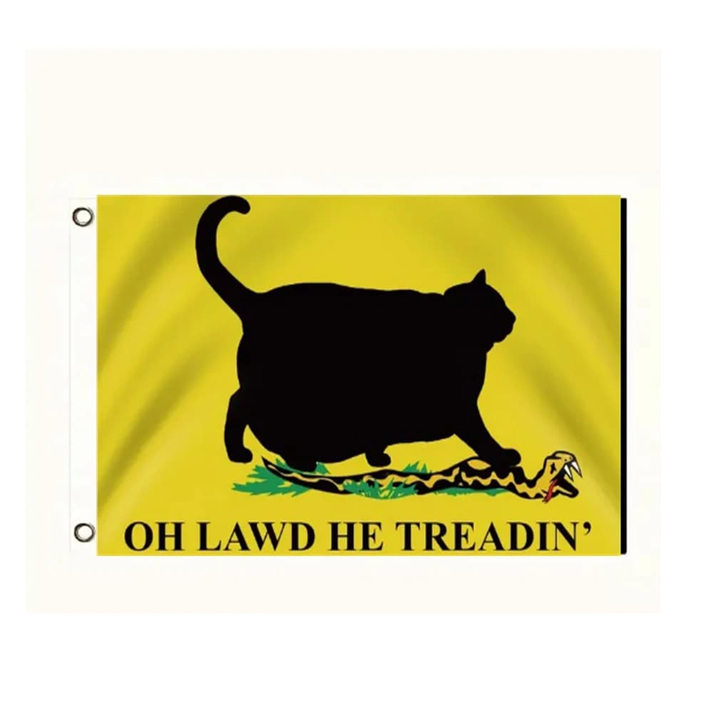 Funny Chubby Cat Flag 90x150cm - Humorous Outdoor Decor Polyester Double Stitched for Garden, Parties, Wall Hanging