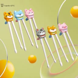 1Pair Baby Kids Training Tableware Food Sticks Cartoon Animal Chopsticks For Children Cute Cat Elementary Learning Chopstick