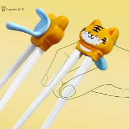 1Pair Baby Kids Training Tableware Food Sticks Cartoon Animal Chopsticks For Children Cute Cat Elementary Learning Chopstick