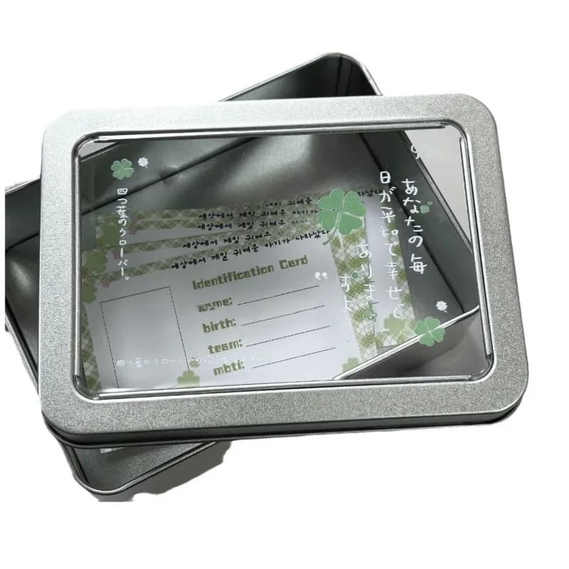 1pc Ins Retro Japanese Cute Clover Transparent Desktop Organizer for Photocard Badge and Mini Stationery Storage Box