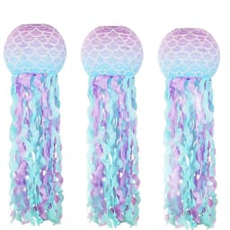 3PCS Mermaid 8INCH/10Inch Paper Lanterns Set Jellyfish Scales Design under the Sea Theme Party Decorations