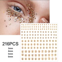 162/216/900pcs Eye&Face&Body Diamond Tattoos Stickers 3/4/5/6mm Colored Glitter Rhinestone Tattoo for Party Makeup Gem Accessory