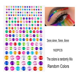 162/216/900pcs Eye&Face&Body Diamond Tattoos Stickers 3/4/5/6mm Colored Glitter Rhinestone Tattoo for Party Makeup Gem Accessory