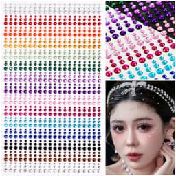 162/216/900pcs Eye&Face&Body Diamond Tattoos Stickers 3/4/5/6mm Colored Glitter Rhinestone Tattoo for Party Makeup Gem Accessory