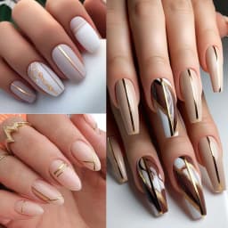 12Sheets Gold Metal Stripe Wave Nail Decals 3D Bronzing French Line/C Curve Stripe Nail Stickers 8*10cm Gold Line Nail Art Suppl