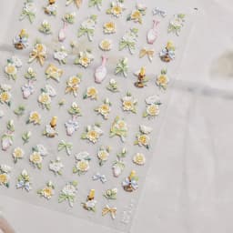 Camellia Flower Blooming Petal Floral Blue Leaves Chinese Characters Poetry Golden 5D Nail Art Sticker Adhesive Manicure Decal