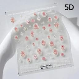Camellia Flower Blooming Petal Floral Blue Leaves Chinese Characters Poetry Golden 5D Nail Art Sticker Adhesive Manicure Decal