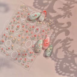 Camellia Flower Blooming Petal Floral Blue Leaves Chinese Characters Poetry Golden 5D Nail Art Sticker Adhesive Manicure Decal